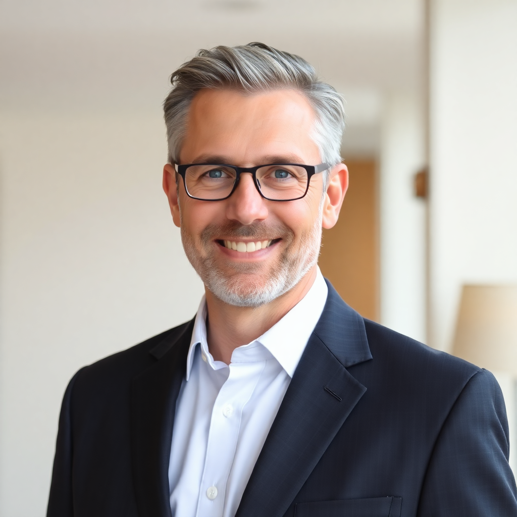 professional headshot of a female hospital director, 40s, european, business attire